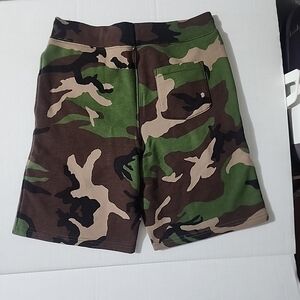 Polo Ralph Lauren Boys Camo Fleece Shorts Drawstring Pocket Cotton Green Size L